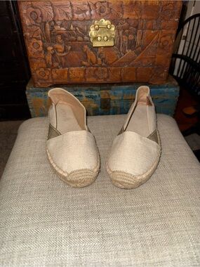 Sperry Katama Top Siders Espadrilles Cream Beige with Gold Metallic Accents